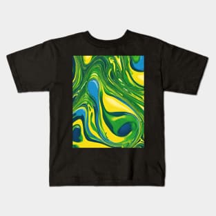 Green - Blue - Yellow Colorful Asymmetrical Pattern. Kids T-Shirt